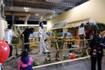 kids walking on a bamboo beam