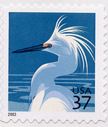 blue USA 37 cent stamp with stork image