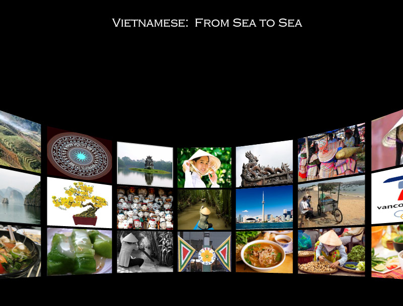 A collage of images that displays the various images of Vietnam and Canada